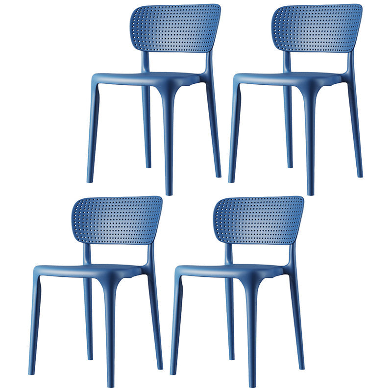Contemporary Dining Chairs Plastic Dining Armless Side Chair for Home Use Blue Open 4 Piece Set Clearhalo ' kitchen&dining_furn' 'Dining Chairs' 'Dining Tables & Seating' 'dining_chair' 'furn' 'furn_dining_chair' 'Furniture' 'furniture_dining_chair' 'Kitchen & Dining Furniture' 'kitchen' 3539656