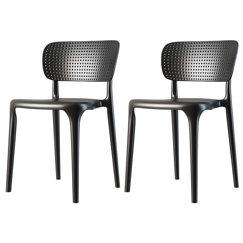 Contemporary Dining Chairs Plastic Dining Armless Side Chair for Home Use Black Open 2 Piece Set Clearhalo ' kitchen&dining_furn' 'Dining Chairs' 'Dining Tables & Seating' 'dining_chair' 'furn' 'furn_dining_chair' 'Furniture' 'furniture_dining_chair' 'Kitchen & Dining Furniture' 'kitchen' 3539664