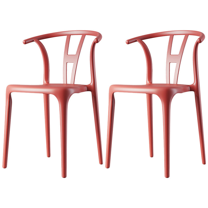 Contemporary Dining Chairs Plastic Dining Armless Side Chair for Home Use Red Wishbone 2 Piece Set Clearhalo ' kitchen&dining_furn' 'Dining Chairs' 'Dining Tables & Seating' 'dining_chair' 'furn' 'furn_dining_chair' 'Furniture' 'furniture_dining_chair' 'Kitchen & Dining Furniture' 'kitchen' 3539667
