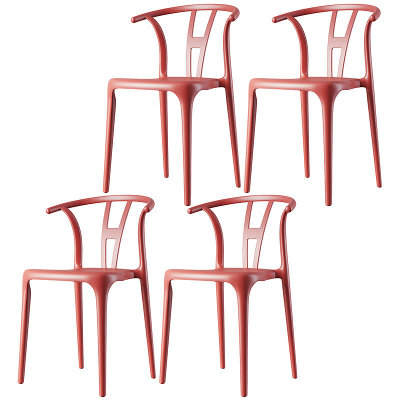 Contemporary Dining Chairs Plastic Dining Armless Side Chair for Home Use Red Wishbone 4 Piece Set Clearhalo ' kitchen&dining_furn' 'Dining Chairs' 'Dining Tables & Seating' 'dining_chair' 'furn' 'furn_dining_chair' 'Furniture' 'furniture_dining_chair' 'Kitchen & Dining Furniture' 'kitchen' 3539668