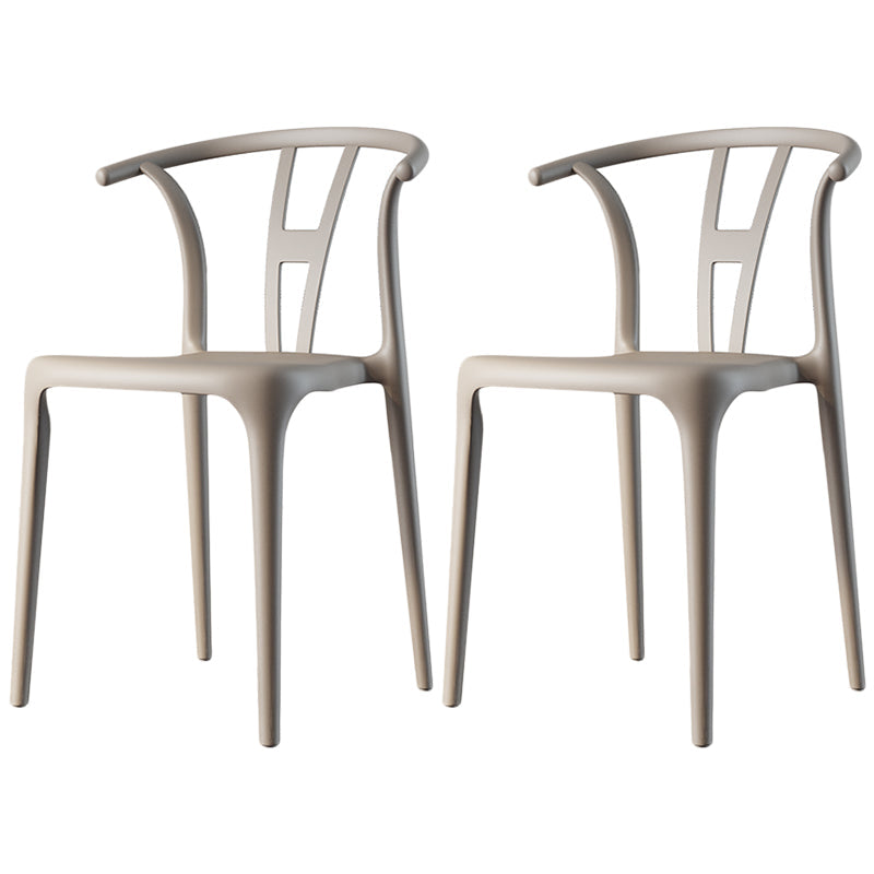 Contemporary Dining Chairs Plastic Dining Armless Side Chair for Home Use Camel Wishbone 2 Piece Set Clearhalo ' kitchen&dining_furn' 'Dining Chairs' 'Dining Tables & Seating' 'dining_chair' 'furn' 'furn_dining_chair' 'Furniture' 'furniture_dining_chair' 'Kitchen & Dining Furniture' 'kitchen' 3539673