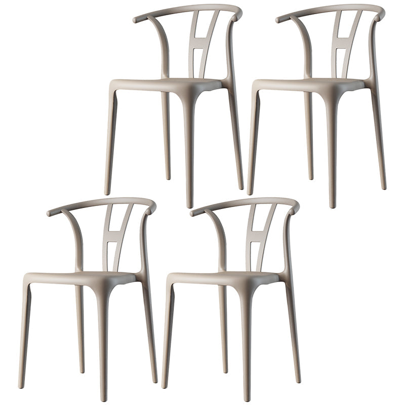 Contemporary Dining Chairs Plastic Dining Armless Side Chair for Home Use Camel Wishbone 4 Piece Set Clearhalo ' kitchen&dining_furn' 'Dining Chairs' 'Dining Tables & Seating' 'dining_chair' 'furn' 'furn_dining_chair' 'Furniture' 'furniture_dining_chair' 'Kitchen & Dining Furniture' 'kitchen' 3539674