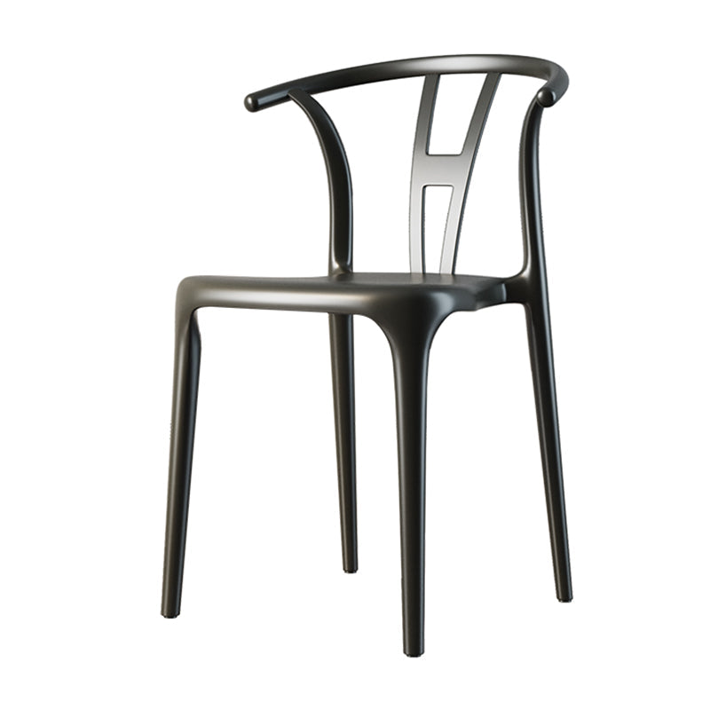 Contemporary Dining Chairs Plastic Dining Armless Side Chair for Home Use Black Wishbone 1 Piece Clearhalo ' kitchen&dining_furn' 'Dining Chairs' 'Dining Tables & Seating' 'dining_chair' 'furn' 'furn_dining_chair' 'Furniture' 'furniture_dining_chair' 'Kitchen & Dining Furniture' 'kitchen' 3539675