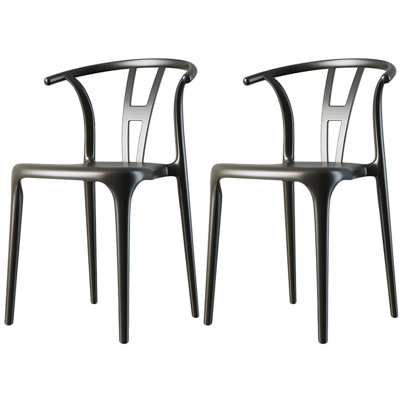 Contemporary Dining Chairs Plastic Dining Armless Side Chair for Home Use Black Wishbone 2 Piece Set Clearhalo ' kitchen&dining_furn' 'Dining Chairs' 'Dining Tables & Seating' 'dining_chair' 'furn' 'furn_dining_chair' 'Furniture' 'furniture_dining_chair' 'Kitchen & Dining Furniture' 'kitchen' 3539676