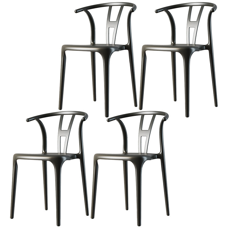 Contemporary Dining Chairs Plastic Dining Armless Side Chair for Home Use Black Wishbone 4 Piece Set Clearhalo ' kitchen&dining_furn' 'Dining Chairs' 'Dining Tables & Seating' 'dining_chair' 'furn' 'furn_dining_chair' 'Furniture' 'furniture_dining_chair' 'Kitchen & Dining Furniture' 'kitchen' 3539677
