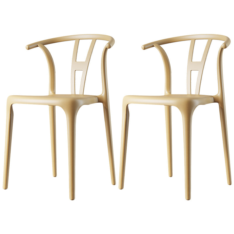 Contemporary Dining Chairs Plastic Dining Armless Side Chair for Home Use Yellow Wishbone 2 Piece Set Clearhalo ' kitchen&dining_furn' 'Dining Chairs' 'Dining Tables & Seating' 'dining_chair' 'furn' 'furn_dining_chair' 'Furniture' 'furniture_dining_chair' 'Kitchen & Dining Furniture' 'kitchen' 3539679