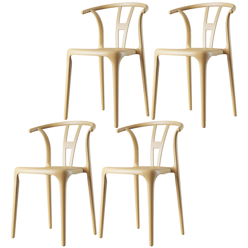 Contemporary Dining Chairs Plastic Dining Armless Side Chair for Home Use Yellow Wishbone 4 Piece Set Clearhalo ' kitchen&dining_furn' 'Dining Chairs' 'Dining Tables & Seating' 'dining_chair' 'furn' 'furn_dining_chair' 'Furniture' 'furniture_dining_chair' 'Kitchen & Dining Furniture' 'kitchen' 3539680