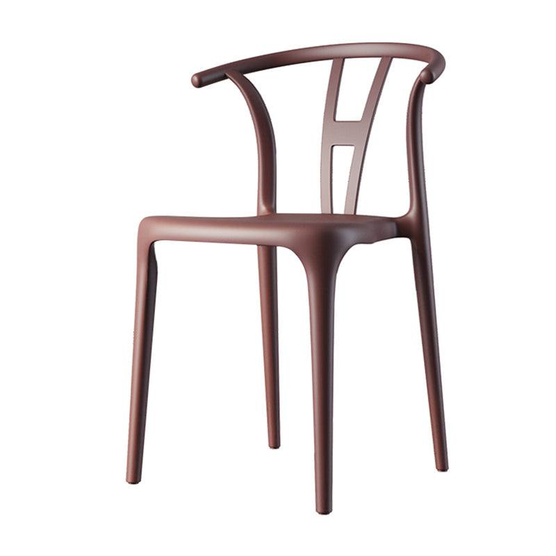 Contemporary Dining Chairs Plastic Dining Armless Side Chair for Home Use Brown Wishbone 1 Piece Clearhalo ' kitchen&dining_furn' 'Dining Chairs' 'Dining Tables & Seating' 'dining_chair' 'furn' 'furn_dining_chair' 'Furniture' 'furniture_dining_chair' 'Kitchen & Dining Furniture' 'kitchen' 3539681