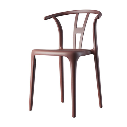 Contemporary Dining Chairs Plastic Dining Armless Side Chair for Home Use Brown Wishbone 1 Piece Clearhalo ' kitchen&dining_furn' 'Dining Chairs' 'Dining Tables & Seating' 'dining_chair' 'furn' 'furn_dining_chair' 'Furniture' 'furniture_dining_chair' 'Kitchen & Dining Furniture' 'kitchen' 3539681