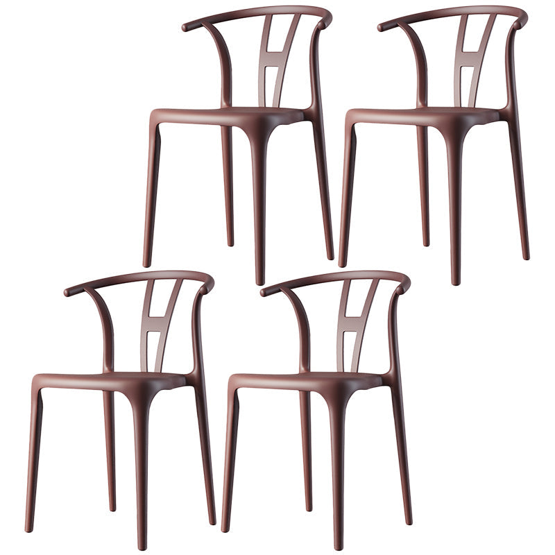 Contemporary Dining Chairs Plastic Dining Armless Side Chair for Home Use Brown Wishbone 4 Piece Set Clearhalo ' kitchen&dining_furn' 'Dining Chairs' 'Dining Tables & Seating' 'dining_chair' 'furn' 'furn_dining_chair' 'Furniture' 'furniture_dining_chair' 'Kitchen & Dining Furniture' 'kitchen' 3539683