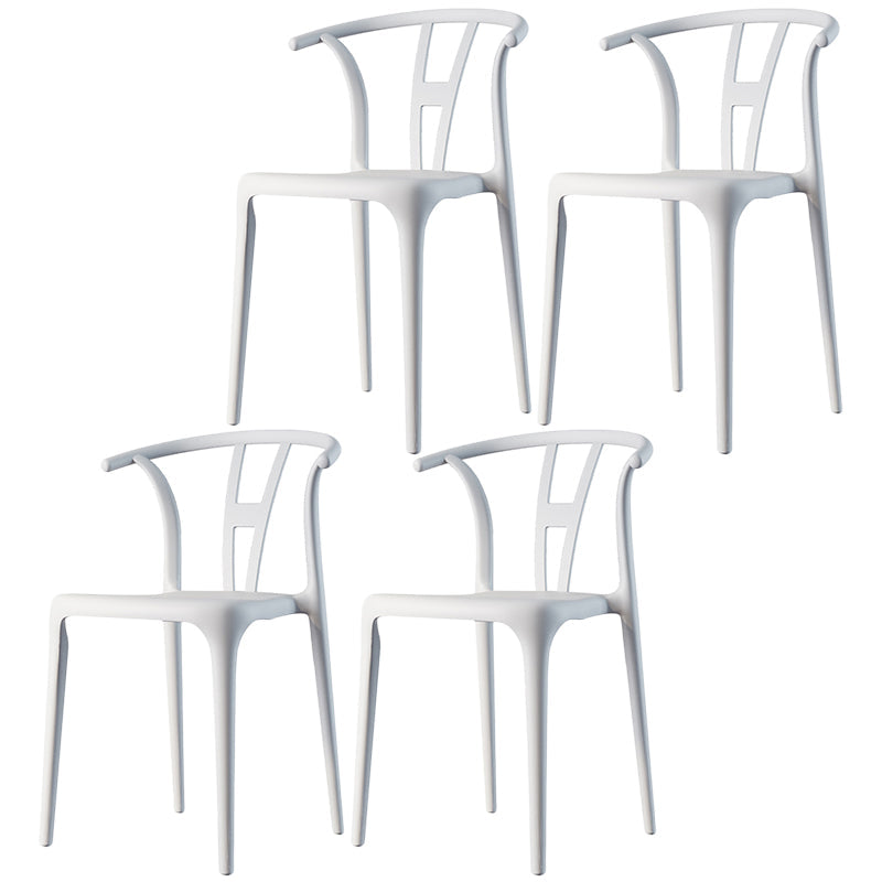 Contemporary Dining Chairs Plastic Dining Armless Side Chair for Home Use White Wishbone 4 Piece Set Clearhalo ' kitchen&dining_furn' 'Dining Chairs' 'Dining Tables & Seating' 'dining_chair' 'furn' 'furn_dining_chair' 'Furniture' 'furniture_dining_chair' 'Kitchen & Dining Furniture' 'kitchen' 3539689