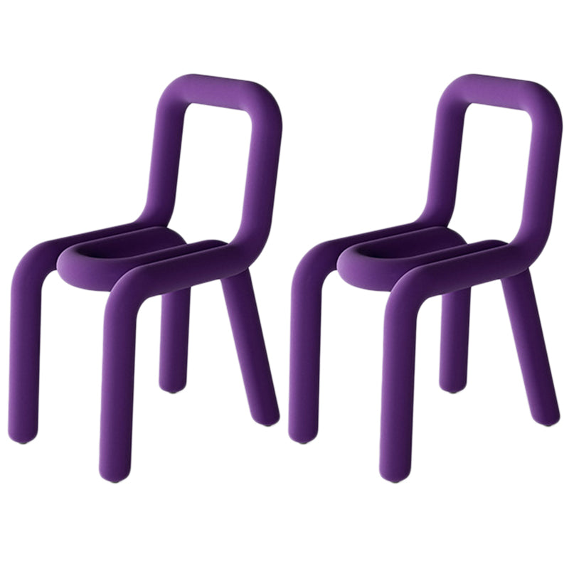 Colorful Modern Style Restaurant Side Chair Flannel Open Back Dining Chair Purple 2 Piece Set Clearhalo ' kitchen&dining_furn' 'Dining Chairs' 'Dining Tables & Seating' 'dining_chair' 'furn' 'furn_dining_chair' 'Furniture' 'furniture_dining_chair' 'Kitchen & Dining Furniture' 'kitchen' 3539714