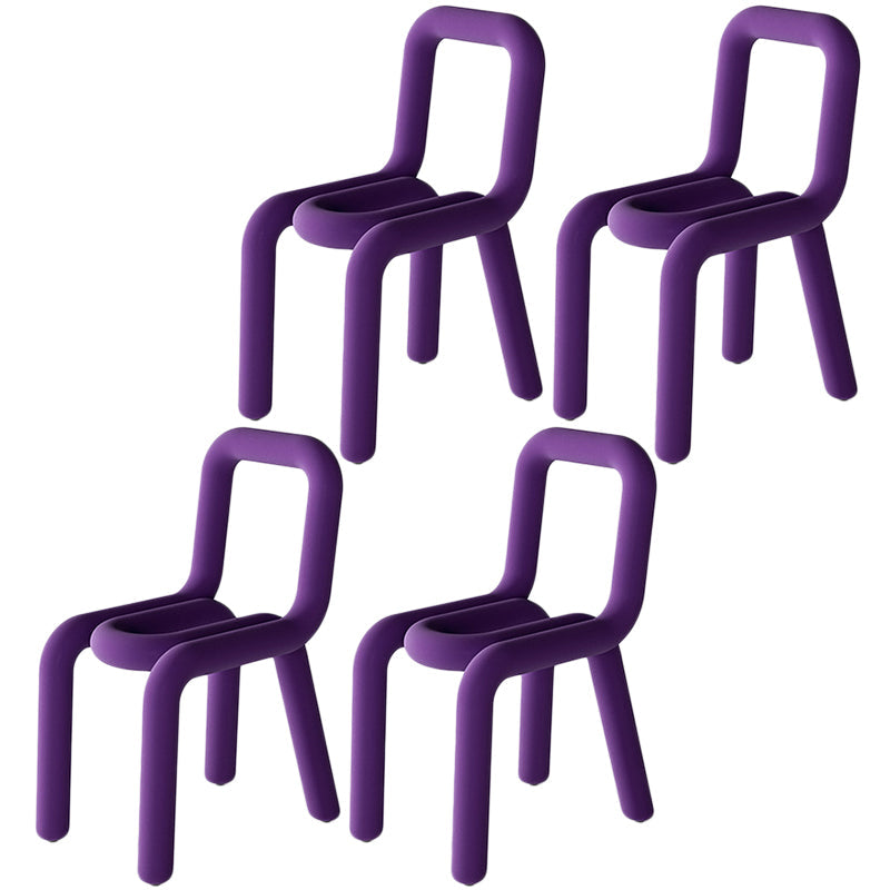 Colorful Modern Style Restaurant Side Chair Flannel Open Back Dining Chair Purple 4 Piece Set Clearhalo ' kitchen&dining_furn' 'Dining Chairs' 'Dining Tables & Seating' 'dining_chair' 'furn' 'furn_dining_chair' 'Furniture' 'furniture_dining_chair' 'Kitchen & Dining Furniture' 'kitchen' 3539716