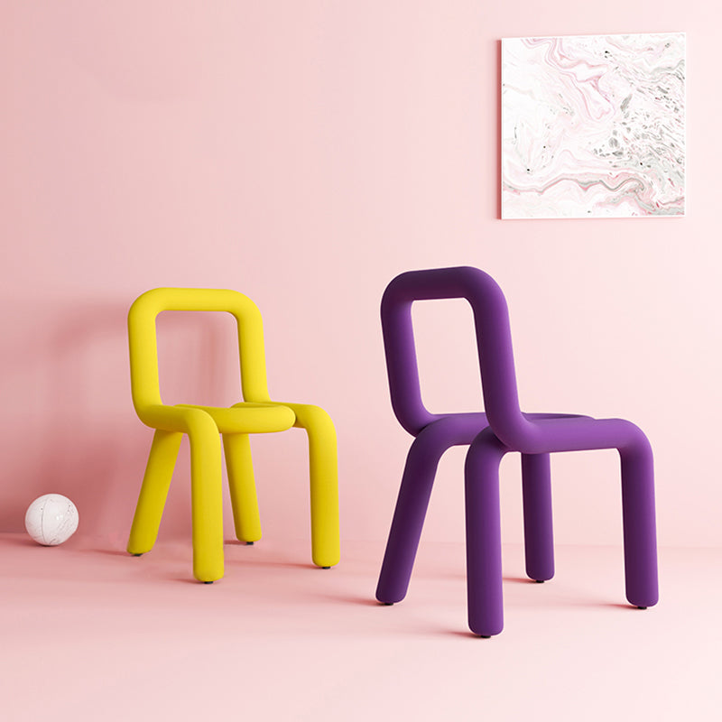 Colorful Modern Style Restaurant Side Chair Flannel Open Back Dining Chair Clearhalo ' kitchen&dining_furn' 'Dining Chairs' 'Dining Tables & Seating' 'dining_chair' 'furn' 'furn_dining_chair' 'Furniture' 'furniture_dining_chair' 'Kitchen & Dining Furniture' 'kitchen' 3539717