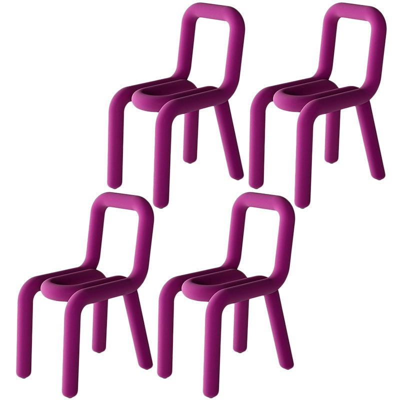 Colorful Modern Style Restaurant Side Chair Flannel Open Back Dining Chair Light Purple 4 Piece Set Clearhalo ' kitchen&dining_furn' 'Dining Chairs' 'Dining Tables & Seating' 'dining_chair' 'furn' 'furn_dining_chair' 'Furniture' 'furniture_dining_chair' 'Kitchen & Dining Furniture' 'kitchen' 3539722