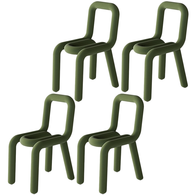 Colorful Modern Style Restaurant Side Chair Flannel Open Back Dining Chair Olive Green 4 Piece Set Clearhalo ' kitchen&dining_furn' 'Dining Chairs' 'Dining Tables & Seating' 'dining_chair' 'furn' 'furn_dining_chair' 'Furniture' 'furniture_dining_chair' 'Kitchen & Dining Furniture' 'kitchen' 3539730