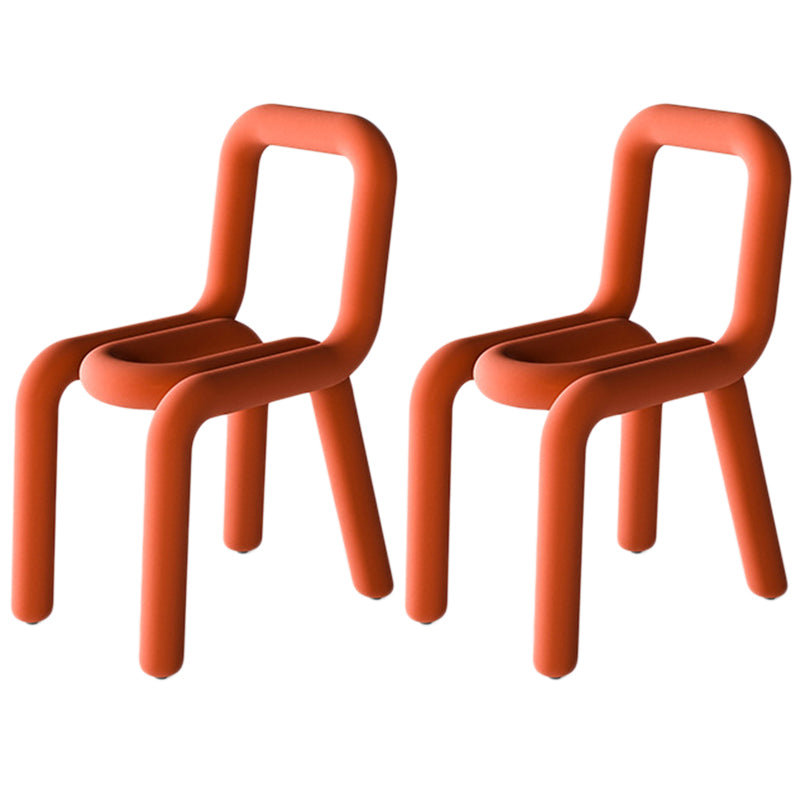 Colorful Modern Style Restaurant Side Chair Flannel Open Back Dining Chair Orange 2 Piece Set Clearhalo ' kitchen&dining_furn' 'Dining Chairs' 'Dining Tables & Seating' 'dining_chair' 'furn' 'furn_dining_chair' 'Furniture' 'furniture_dining_chair' 'Kitchen & Dining Furniture' 'kitchen' 3539732