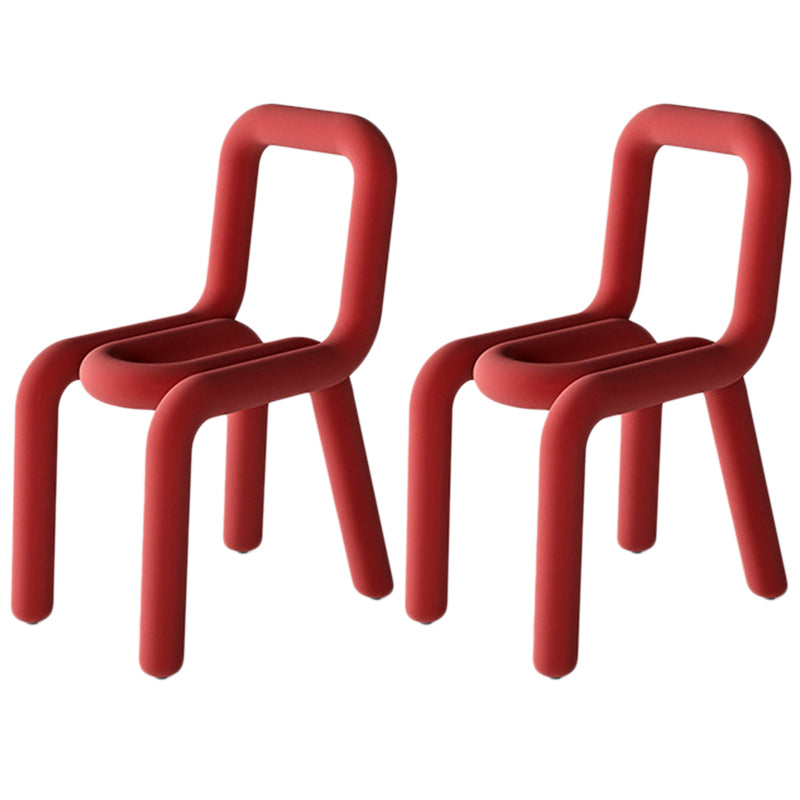 Colorful Modern Style Restaurant Side Chair Flannel Open Back Dining Chair Red 2 Piece Set Clearhalo ' kitchen&dining_furn' 'Dining Chairs' 'Dining Tables & Seating' 'dining_chair' 'furn' 'furn_dining_chair' 'Furniture' 'furniture_dining_chair' 'Kitchen & Dining Furniture' 'kitchen' 3539735