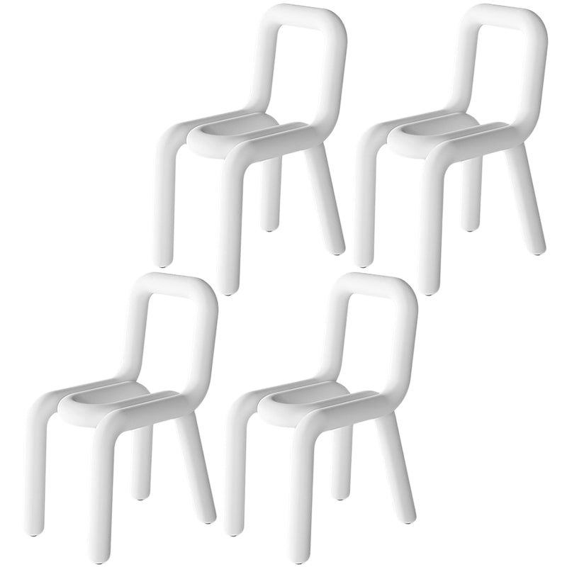 Colorful Modern Style Restaurant Side Chair Flannel Open Back Dining Chair White 4 Piece Set Clearhalo ' kitchen&dining_furn' 'Dining Chairs' 'Dining Tables & Seating' 'dining_chair' 'furn' 'furn_dining_chair' 'Furniture' 'furniture_dining_chair' 'Kitchen & Dining Furniture' 'kitchen' 3539739