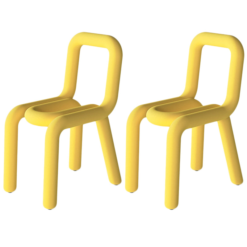 Colorful Modern Style Restaurant Side Chair Flannel Open Back Dining Chair Yellow 2 Piece Set Clearhalo ' kitchen&dining_furn' 'Dining Chairs' 'Dining Tables & Seating' 'dining_chair' 'furn' 'furn_dining_chair' 'Furniture' 'furniture_dining_chair' 'Kitchen & Dining Furniture' 'kitchen' 3539741