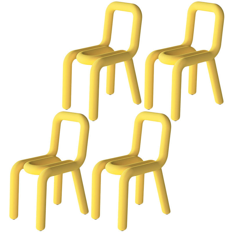 Colorful Modern Style Restaurant Side Chair Flannel Open Back Dining Chair Yellow 4 Piece Set Clearhalo ' kitchen&dining_furn' 'Dining Chairs' 'Dining Tables & Seating' 'dining_chair' 'furn' 'furn_dining_chair' 'Furniture' 'furniture_dining_chair' 'Kitchen & Dining Furniture' 'kitchen' 3539742