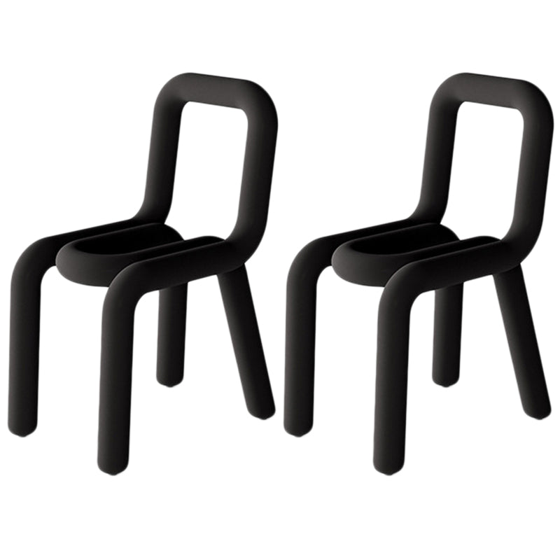 Colorful Modern Style Restaurant Side Chair Flannel Open Back Dining Chair Black 2 Piece Set Clearhalo ' kitchen&dining_furn' 'Dining Chairs' 'Dining Tables & Seating' 'dining_chair' 'furn' 'furn_dining_chair' 'Furniture' 'furniture_dining_chair' 'Kitchen & Dining Furniture' 'kitchen' 3539744