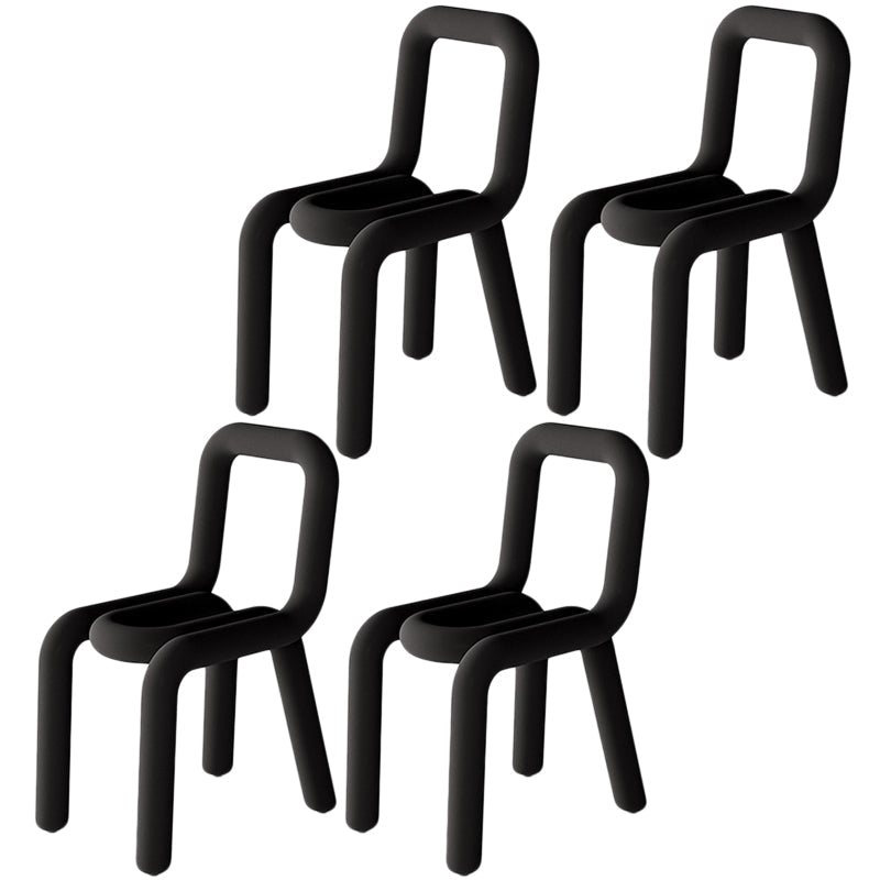 Colorful Modern Style Restaurant Side Chair Flannel Open Back Dining Chair Black 4 Piece Set Clearhalo ' kitchen&dining_furn' 'Dining Chairs' 'Dining Tables & Seating' 'dining_chair' 'furn' 'furn_dining_chair' 'Furniture' 'furniture_dining_chair' 'Kitchen & Dining Furniture' 'kitchen' 3539745