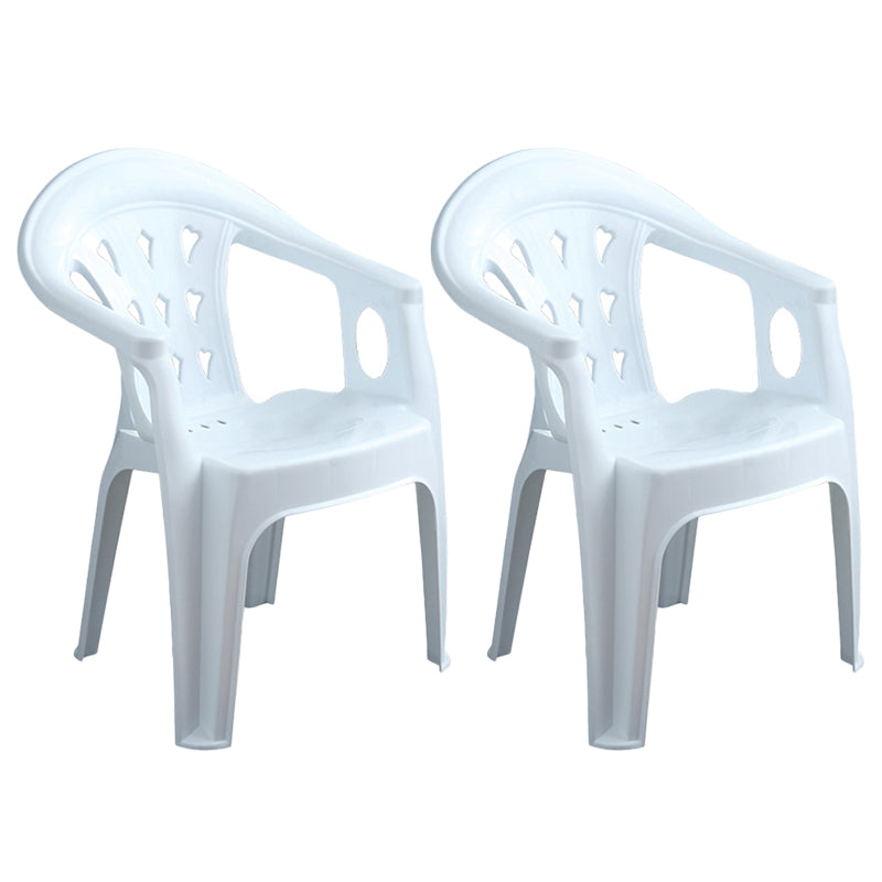 Contemporary Plastic Dining Armchair Slat Back Stacking Side Chair for Home White 2 Piece Set Clearhalo ' kitchen&dining_furn' 'Dining Chairs' 'Dining Tables & Seating' 'dining_chair' 'furn' 'furn_dining_chair' 'Furniture' 'furniture_dining_chair' 'Kitchen & Dining Furniture' 'kitchen' 3539759
