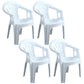 Contemporary Plastic Dining Armchair Slat Back Stacking Side Chair for Home White 4 Piece Set Clearhalo ' kitchen&dining_furn' 'Dining Chairs' 'Dining Tables & Seating' 'dining_chair' 'furn' 'furn_dining_chair' 'Furniture' 'furniture_dining_chair' 'Kitchen & Dining Furniture' 'kitchen' 3539760