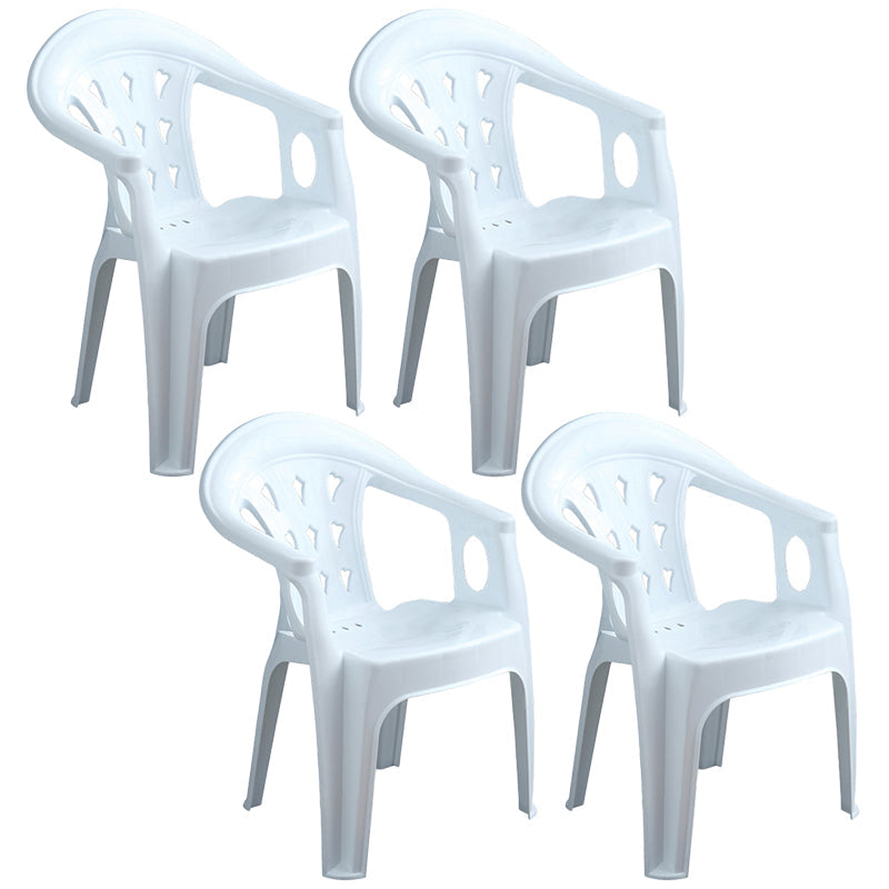Contemporary Plastic Dining Armchair Slat Back Stacking Side Chair for Home White 4 Piece Set Clearhalo ' kitchen&dining_furn' 'Dining Chairs' 'Dining Tables & Seating' 'dining_chair' 'furn' 'furn_dining_chair' 'Furniture' 'furniture_dining_chair' 'Kitchen & Dining Furniture' 'kitchen' 3539760