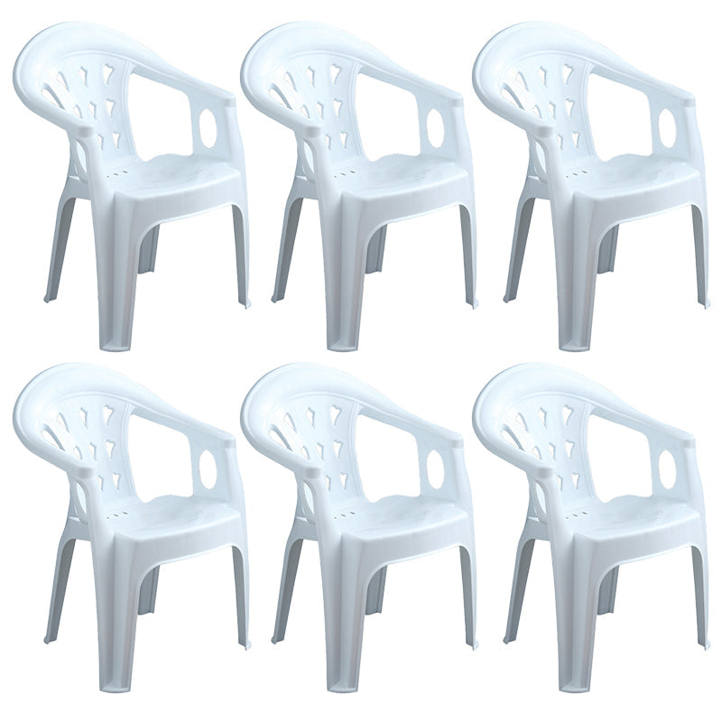 Contemporary Plastic Dining Armchair Slat Back Stacking Side Chair for Home White 6 Piece Set Clearhalo ' kitchen&dining_furn' 'Dining Chairs' 'Dining Tables & Seating' 'dining_chair' 'furn' 'furn_dining_chair' 'Furniture' 'furniture_dining_chair' 'Kitchen & Dining Furniture' 'kitchen' 3539762