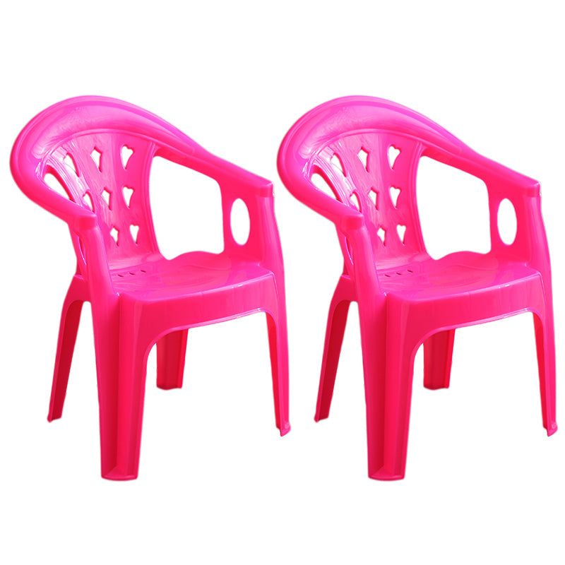 Contemporary Plastic Dining Armchair Slat Back Stacking Side Chair for Home Rose Red 2 Piece Set Clearhalo ' kitchen&dining_furn' 'Dining Chairs' 'Dining Tables & Seating' 'dining_chair' 'furn' 'furn_dining_chair' 'Furniture' 'furniture_dining_chair' 'Kitchen & Dining Furniture' 'kitchen' 3539765