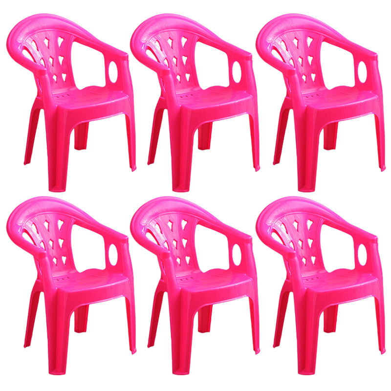 Contemporary Plastic Dining Armchair Slat Back Stacking Side Chair for Home Rose Red 6 Piece Set Clearhalo ' kitchen&dining_furn' 'Dining Chairs' 'Dining Tables & Seating' 'dining_chair' 'furn' 'furn_dining_chair' 'Furniture' 'furniture_dining_chair' 'Kitchen & Dining Furniture' 'kitchen' 3539767