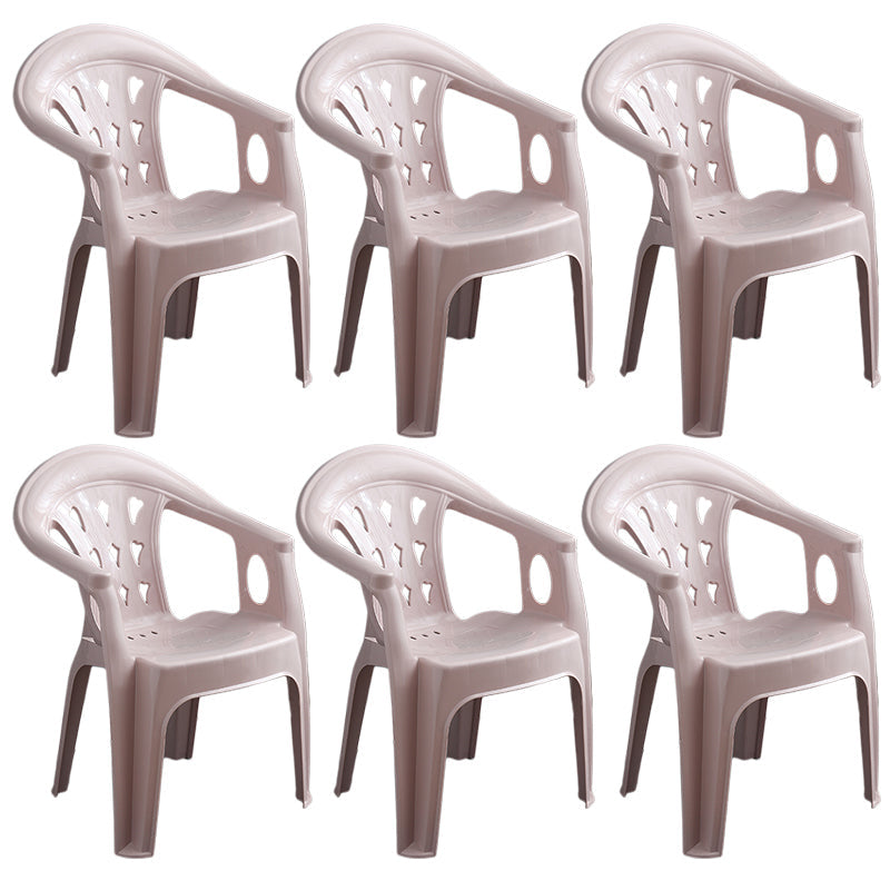 Contemporary Plastic Dining Armchair Slat Back Stacking Side Chair for Home Pink 6 Piece Set Clearhalo ' kitchen&dining_furn' 'Dining Chairs' 'Dining Tables & Seating' 'dining_chair' 'furn' 'furn_dining_chair' 'Furniture' 'furniture_dining_chair' 'Kitchen & Dining Furniture' 'kitchen' 3539770