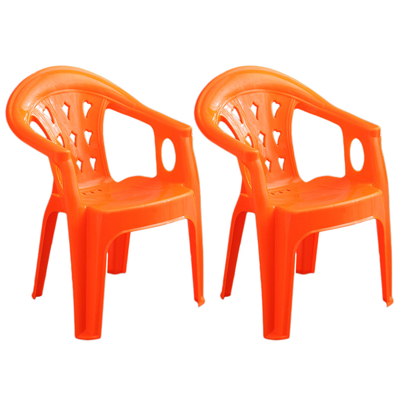 Contemporary Plastic Dining Armchair Slat Back Stacking Side Chair for Home Orange 2 Piece Set Clearhalo ' kitchen&dining_furn' 'Dining Chairs' 'Dining Tables & Seating' 'dining_chair' 'furn' 'furn_dining_chair' 'Furniture' 'furniture_dining_chair' 'Kitchen & Dining Furniture' 'kitchen' 3539771