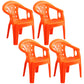 Contemporary Plastic Dining Armchair Slat Back Stacking Side Chair for Home Orange 4 Piece Set Clearhalo ' kitchen&dining_furn' 'Dining Chairs' 'Dining Tables & Seating' 'dining_chair' 'furn' 'furn_dining_chair' 'Furniture' 'furniture_dining_chair' 'Kitchen & Dining Furniture' 'kitchen' 3539772