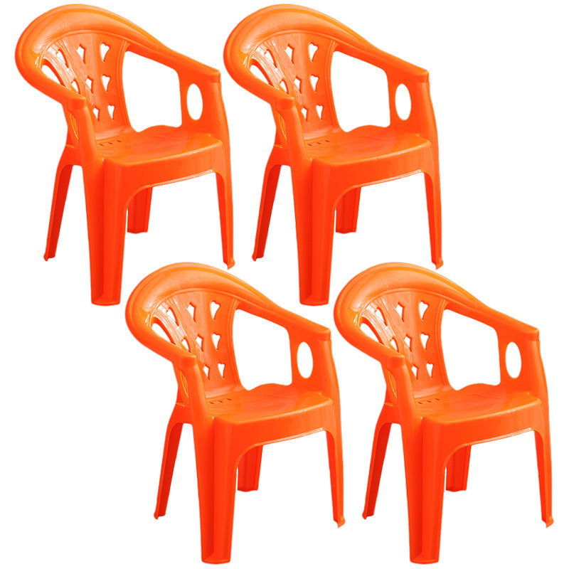 Contemporary Plastic Dining Armchair Slat Back Stacking Side Chair for Home Orange 4 Piece Set Clearhalo ' kitchen&dining_furn' 'Dining Chairs' 'Dining Tables & Seating' 'dining_chair' 'furn' 'furn_dining_chair' 'Furniture' 'furniture_dining_chair' 'Kitchen & Dining Furniture' 'kitchen' 3539772
