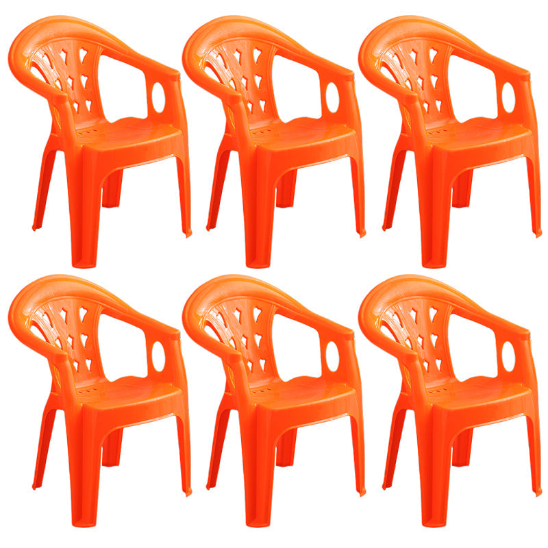 Contemporary Plastic Dining Armchair Slat Back Stacking Side Chair for Home Orange 6 Piece Set Clearhalo ' kitchen&dining_furn' 'Dining Chairs' 'Dining Tables & Seating' 'dining_chair' 'furn' 'furn_dining_chair' 'Furniture' 'furniture_dining_chair' 'Kitchen & Dining Furniture' 'kitchen' 3539773