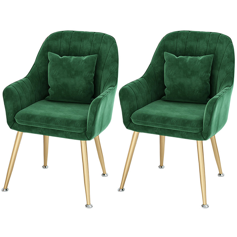 Scandinavian Style Metal Dining Chair Bedroom Solid Back Dining Arm Chairs Green 2 Piece Set Brass Gold Clearhalo ' kitchen&dining_furn' 'Dining Chairs' 'Dining Tables & Seating' 'dining_chair' 'furn' 'furn_dining_chair' 'Furniture' 'furniture_dining_chair' 'Kitchen & Dining Furniture' 'kitchen' 3539782