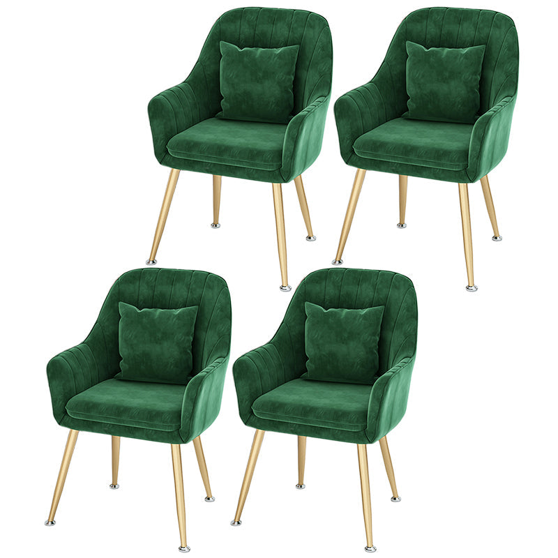 Scandinavian Style Metal Dining Chair Bedroom Solid Back Dining Arm Chairs Green 4 Piece Set Brass Gold Clearhalo ' kitchen&dining_furn' 'Dining Chairs' 'Dining Tables & Seating' 'dining_chair' 'furn' 'furn_dining_chair' 'Furniture' 'furniture_dining_chair' 'Kitchen & Dining Furniture' 'kitchen' 3539785