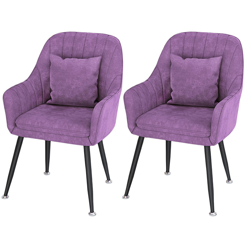 Scandinavian Style Metal Dining Chair Bedroom Solid Back Dining Arm Chairs Purple 2 Piece Set Black Clearhalo ' kitchen&dining_furn' 'Dining Chairs' 'Dining Tables & Seating' 'dining_chair' 'furn' 'furn_dining_chair' 'Furniture' 'furniture_dining_chair' 'Kitchen & Dining Furniture' 'kitchen' 3539788