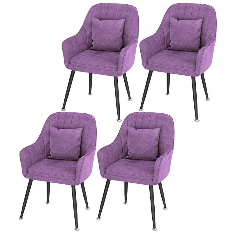 Scandinavian Style Metal Dining Chair Bedroom Solid Back Dining Arm Chairs Purple 4 Piece Set Black Clearhalo ' kitchen&dining_furn' 'Dining Chairs' 'Dining Tables & Seating' 'dining_chair' 'furn' 'furn_dining_chair' 'Furniture' 'furniture_dining_chair' 'Kitchen & Dining Furniture' 'kitchen' 3539790