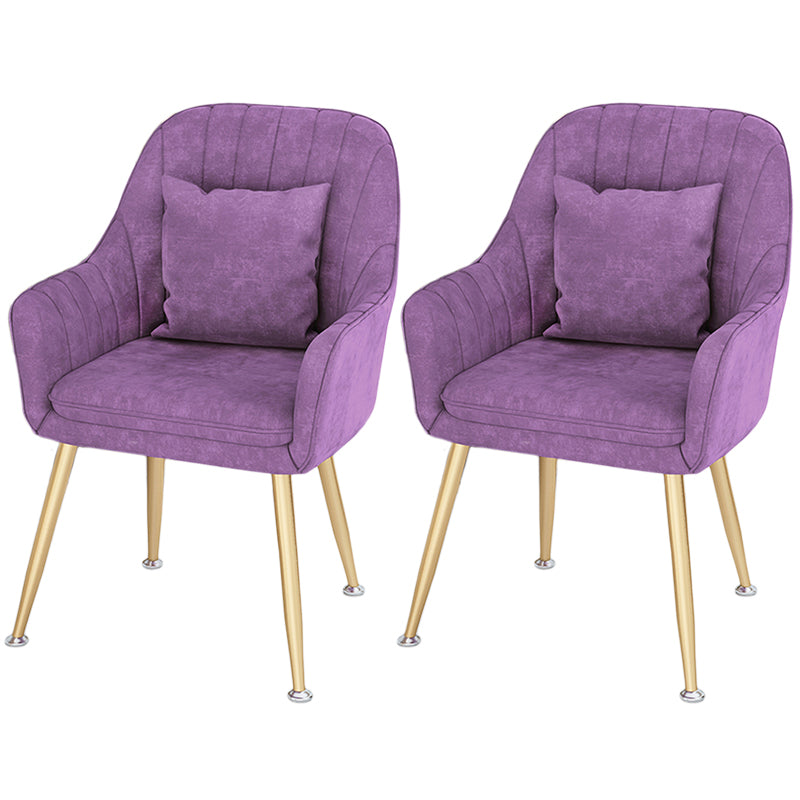 Scandinavian Style Metal Dining Chair Bedroom Solid Back Dining Arm Chairs Purple 2 Piece Set Brass Gold Clearhalo ' kitchen&dining_furn' 'Dining Chairs' 'Dining Tables & Seating' 'dining_chair' 'furn' 'furn_dining_chair' 'Furniture' 'furniture_dining_chair' 'Kitchen & Dining Furniture' 'kitchen' 3539794