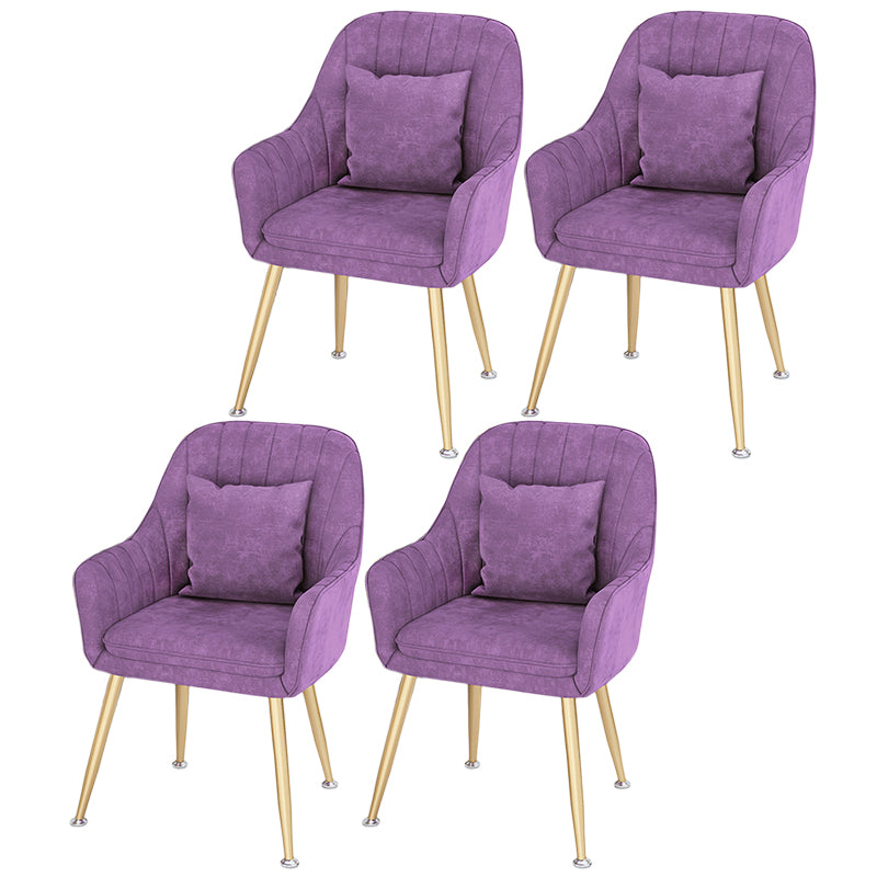 Scandinavian Style Metal Dining Chair Bedroom Solid Back Dining Arm Chairs Purple 4 Piece Set Brass Gold Clearhalo ' kitchen&dining_furn' 'Dining Chairs' 'Dining Tables & Seating' 'dining_chair' 'furn' 'furn_dining_chair' 'Furniture' 'furniture_dining_chair' 'Kitchen & Dining Furniture' 'kitchen' 3539796