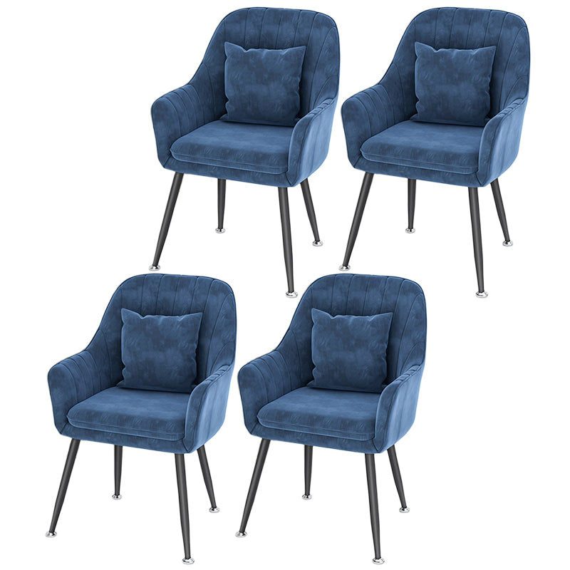 Scandinavian Style Metal Dining Chair Bedroom Solid Back Dining Arm Chairs Ocean Blue 4 Piece Set Black Clearhalo ' kitchen&dining_furn' 'Dining Chairs' 'Dining Tables & Seating' 'dining_chair' 'furn' 'furn_dining_chair' 'Furniture' 'furniture_dining_chair' 'Kitchen & Dining Furniture' 'kitchen' 3539807