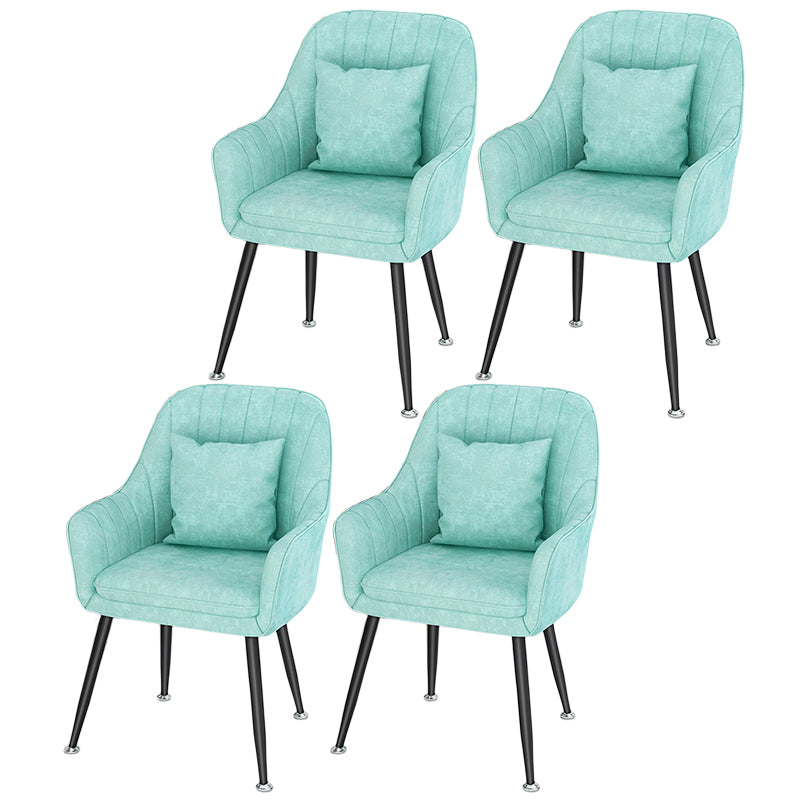 Scandinavian Style Metal Dining Chair Bedroom Solid Back Dining Arm Chairs Lake Blue 4 Piece Set Black Clearhalo ' kitchen&dining_furn' 'Dining Chairs' 'Dining Tables & Seating' 'dining_chair' 'furn' 'furn_dining_chair' 'Furniture' 'furniture_dining_chair' 'Kitchen & Dining Furniture' 'kitchen' 3539810