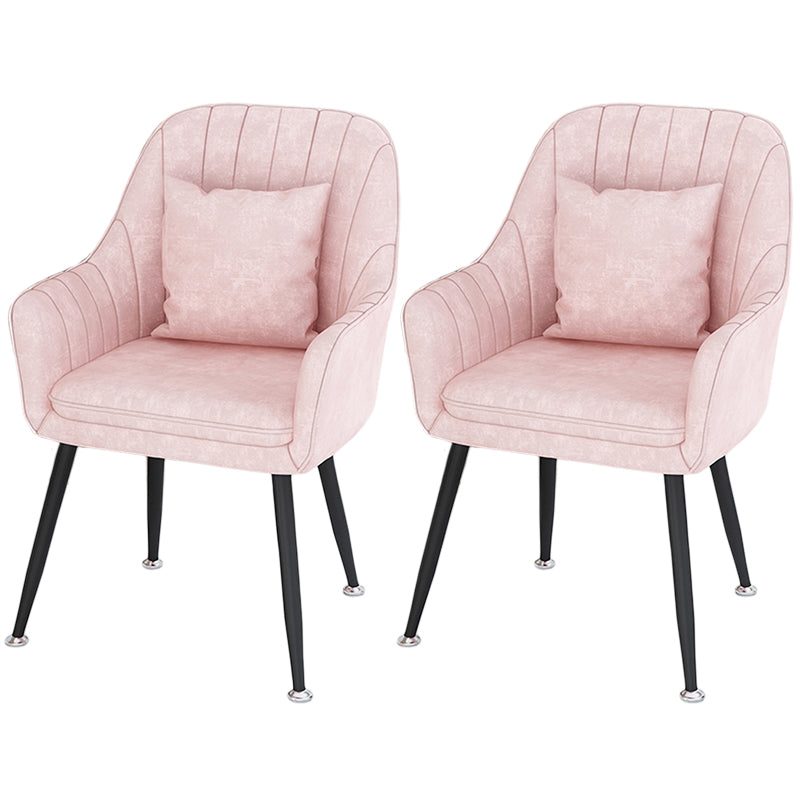 Scandinavian Style Metal Dining Chair Bedroom Solid Back Dining Arm Chairs Pink 2 Piece Set Black Clearhalo ' kitchen&dining_furn' 'Dining Chairs' 'Dining Tables & Seating' 'dining_chair' 'furn' 'furn_dining_chair' 'Furniture' 'furniture_dining_chair' 'Kitchen & Dining Furniture' 'kitchen' 3539815