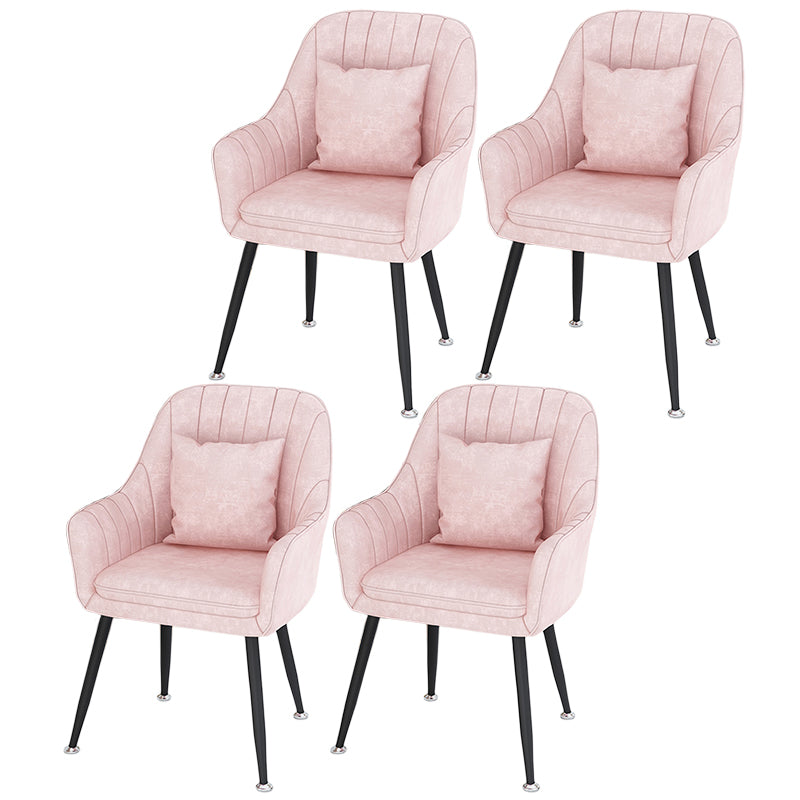 Scandinavian Style Metal Dining Chair Bedroom Solid Back Dining Arm Chairs Pink 4 Piece Set Black Clearhalo ' kitchen&dining_furn' 'Dining Chairs' 'Dining Tables & Seating' 'dining_chair' 'furn' 'furn_dining_chair' 'Furniture' 'furniture_dining_chair' 'Kitchen & Dining Furniture' 'kitchen' 3539816