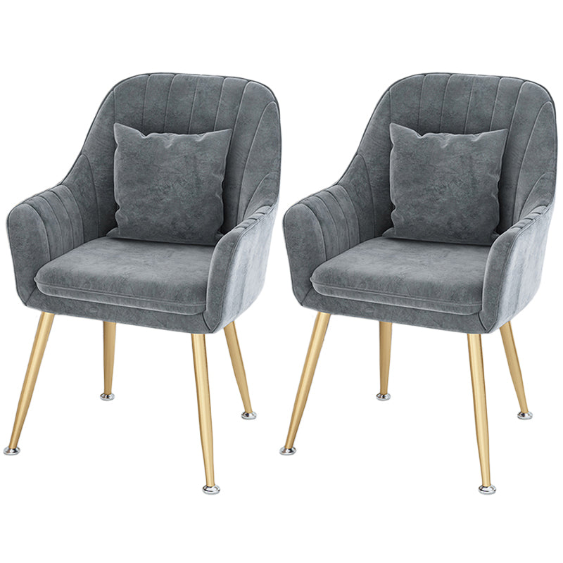 Scandinavian Style Metal Dining Chair Bedroom Solid Back Dining Arm Chairs Grey 2 Piece Set Brass Gold Clearhalo ' kitchen&dining_furn' 'Dining Chairs' 'Dining Tables & Seating' 'dining_chair' 'furn' 'furn_dining_chair' 'Furniture' 'furniture_dining_chair' 'Kitchen & Dining Furniture' 'kitchen' 3539821