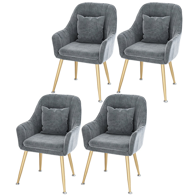 Scandinavian Style Metal Dining Chair Bedroom Solid Back Dining Arm Chairs Grey 4 Piece Set Brass Gold Clearhalo ' kitchen&dining_furn' 'Dining Chairs' 'Dining Tables & Seating' 'dining_chair' 'furn' 'furn_dining_chair' 'Furniture' 'furniture_dining_chair' 'Kitchen & Dining Furniture' 'kitchen' 3539822